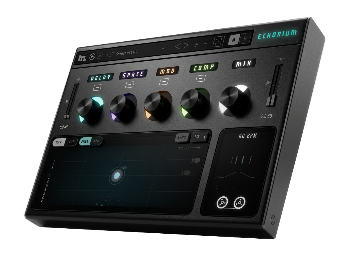 Echorium — macro knobs, tape delay engine and animated X/Y pad